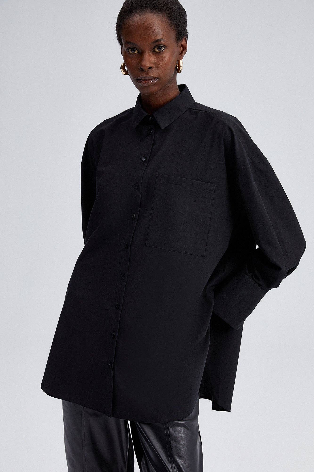 Relaxed Poplin Button Down Shirt