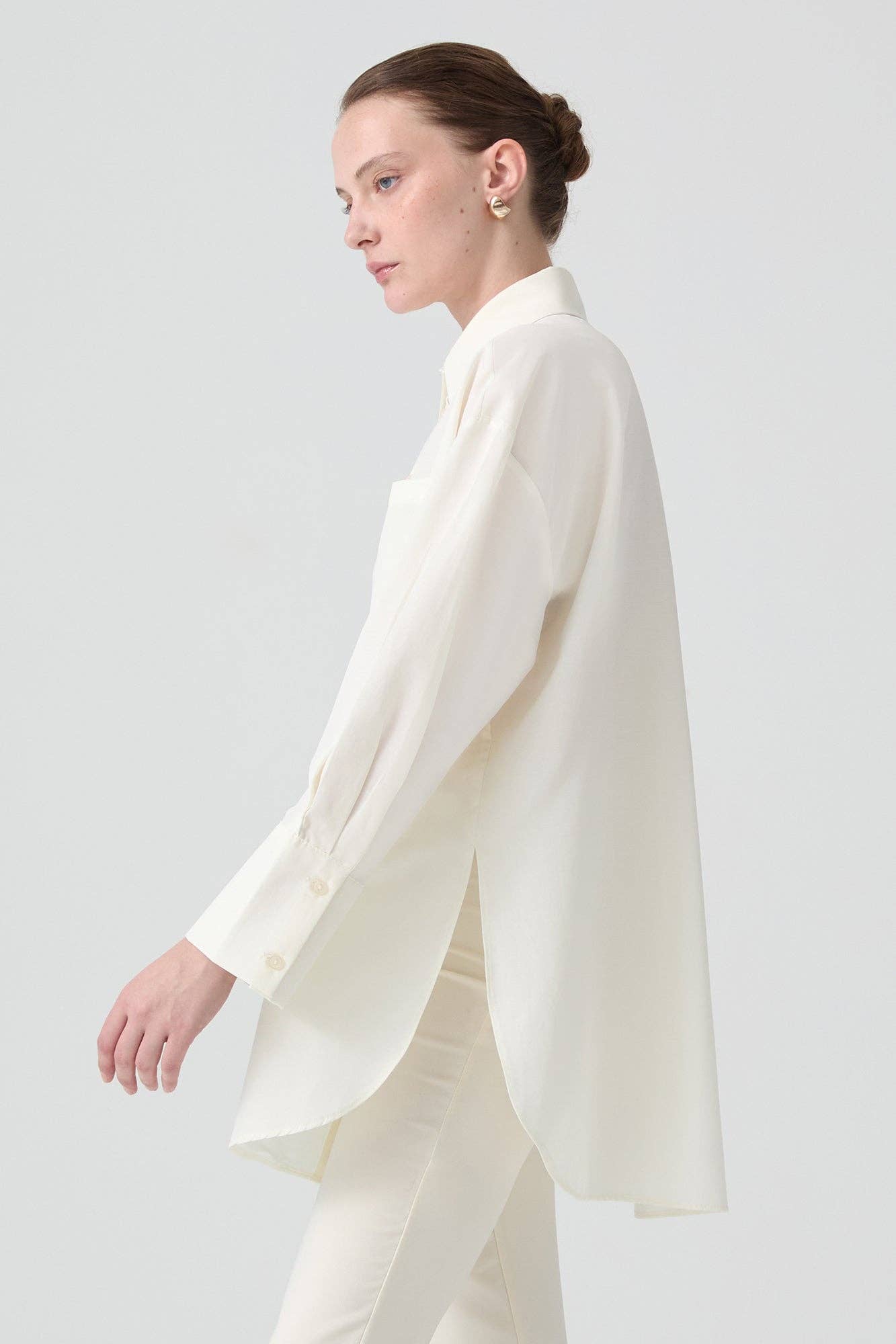 Relaxed Poplin Button Down Shirt
