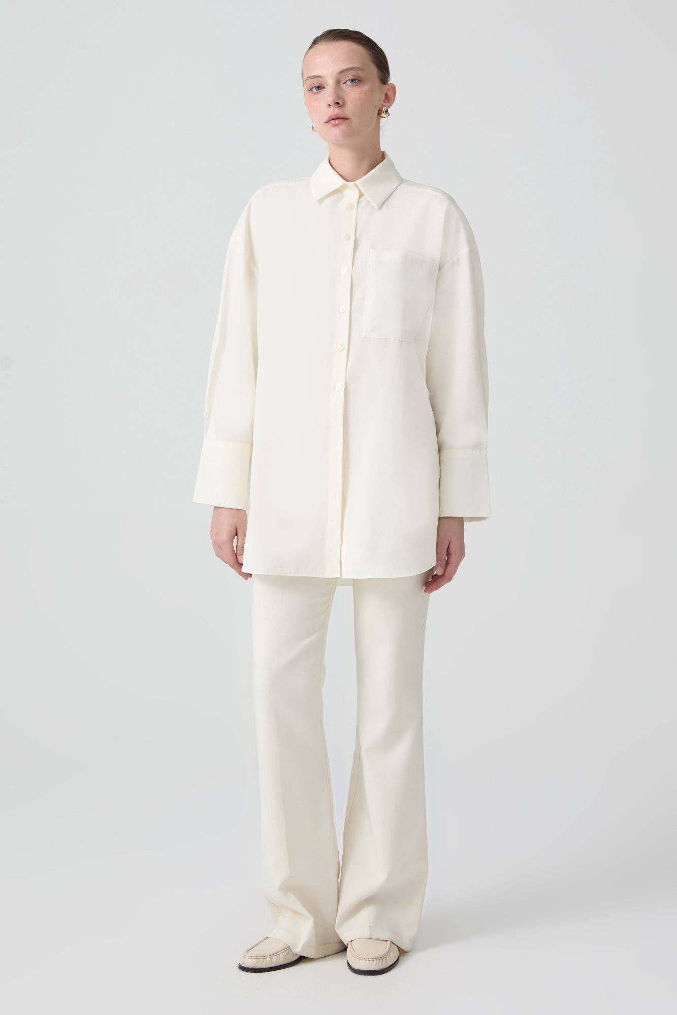 Relaxed Poplin Button Down Shirt